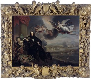 De apotheose van Cornelis de Witt, met de aanval op Chatham op de achtergrond door After Jan de Baen